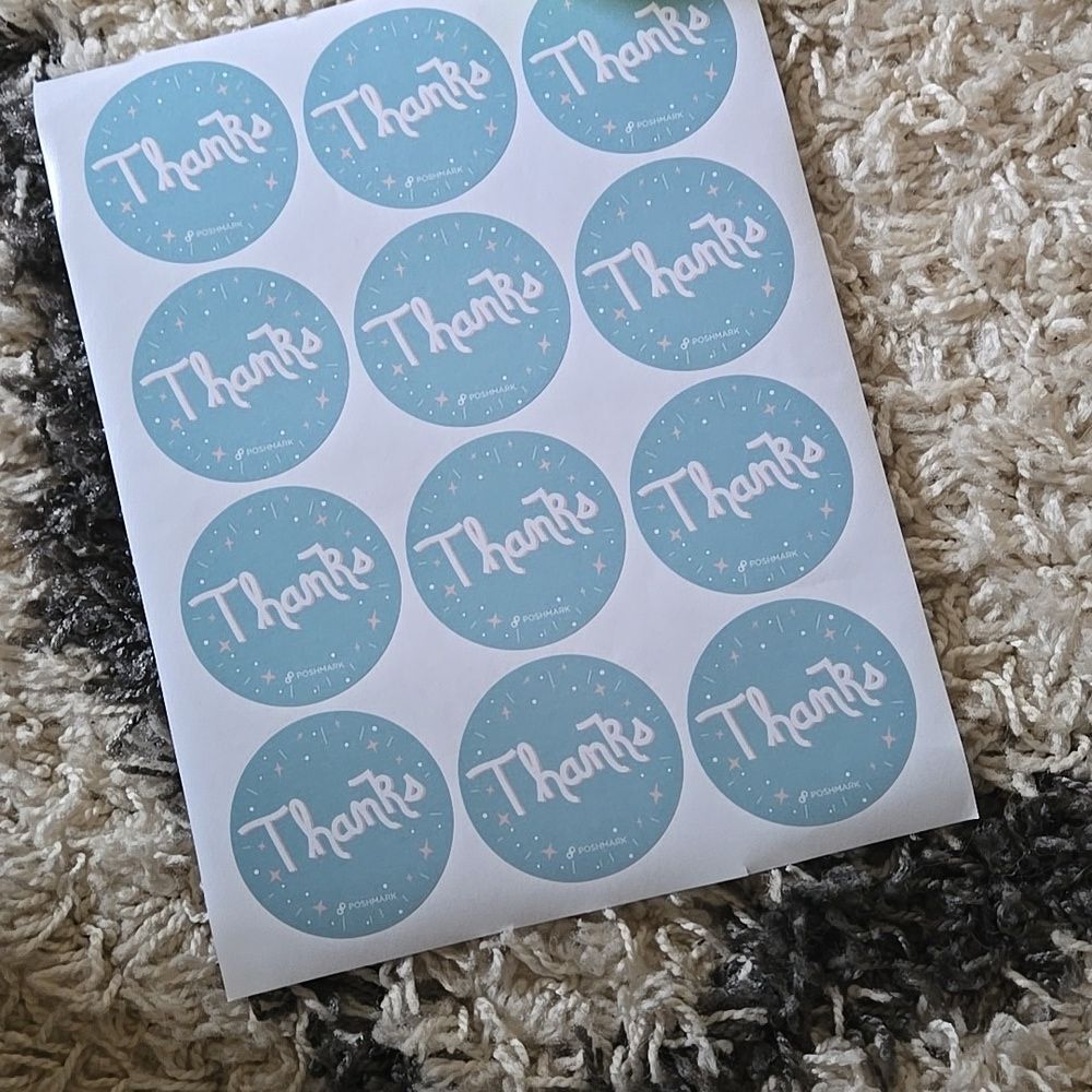 Thank You 12 STICKERS Big Poshmark Half Sheets